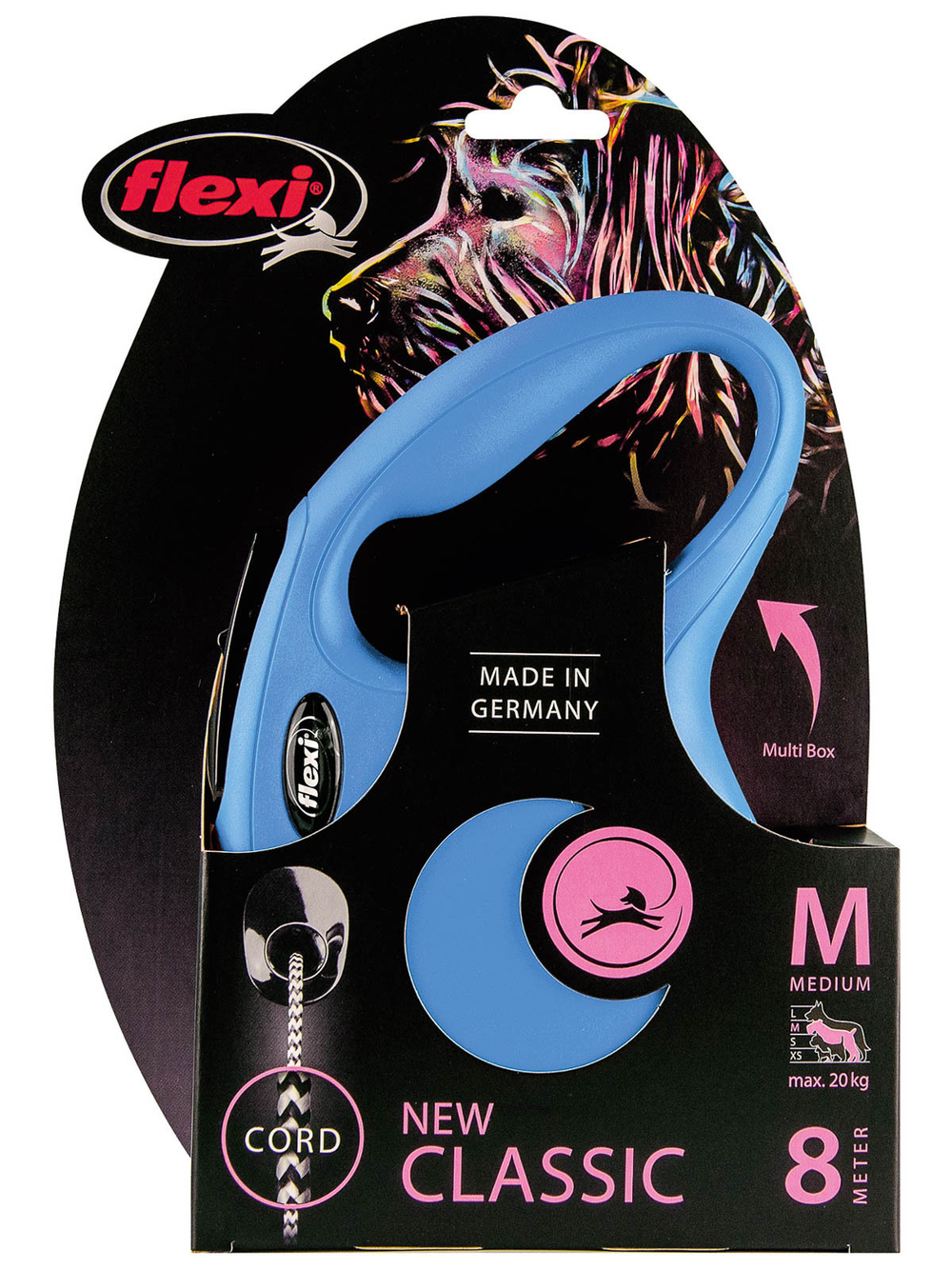 Поводок-рулетка Flexi New Classic S. Трос 8 м. для собак до 20 кг. Синий