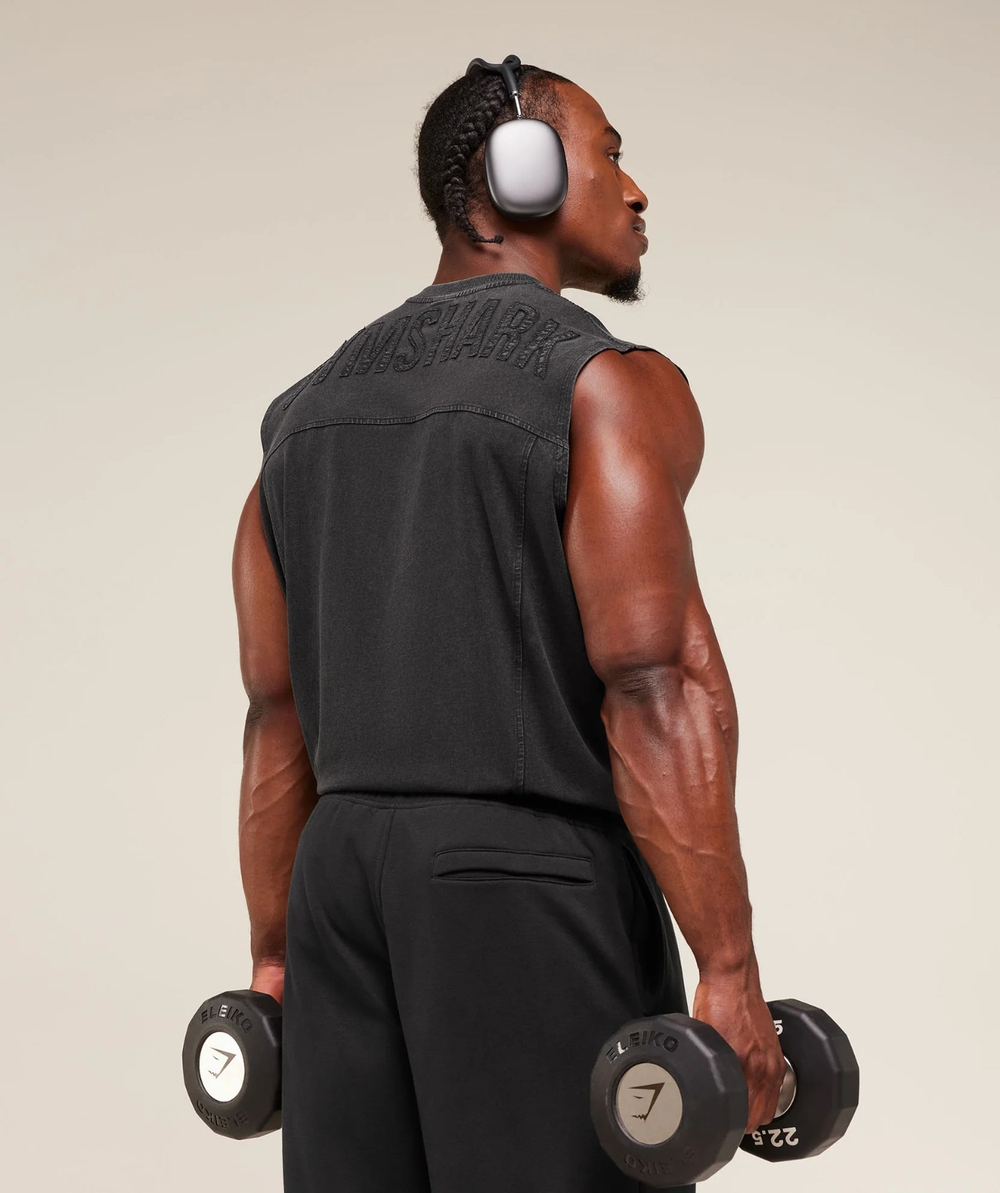 Майка GYMSHARK Power Washed Tank Black