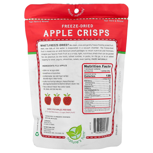 Nature's Turn, сублимированные яблочные чипсы, 34 г (1,2 унции)