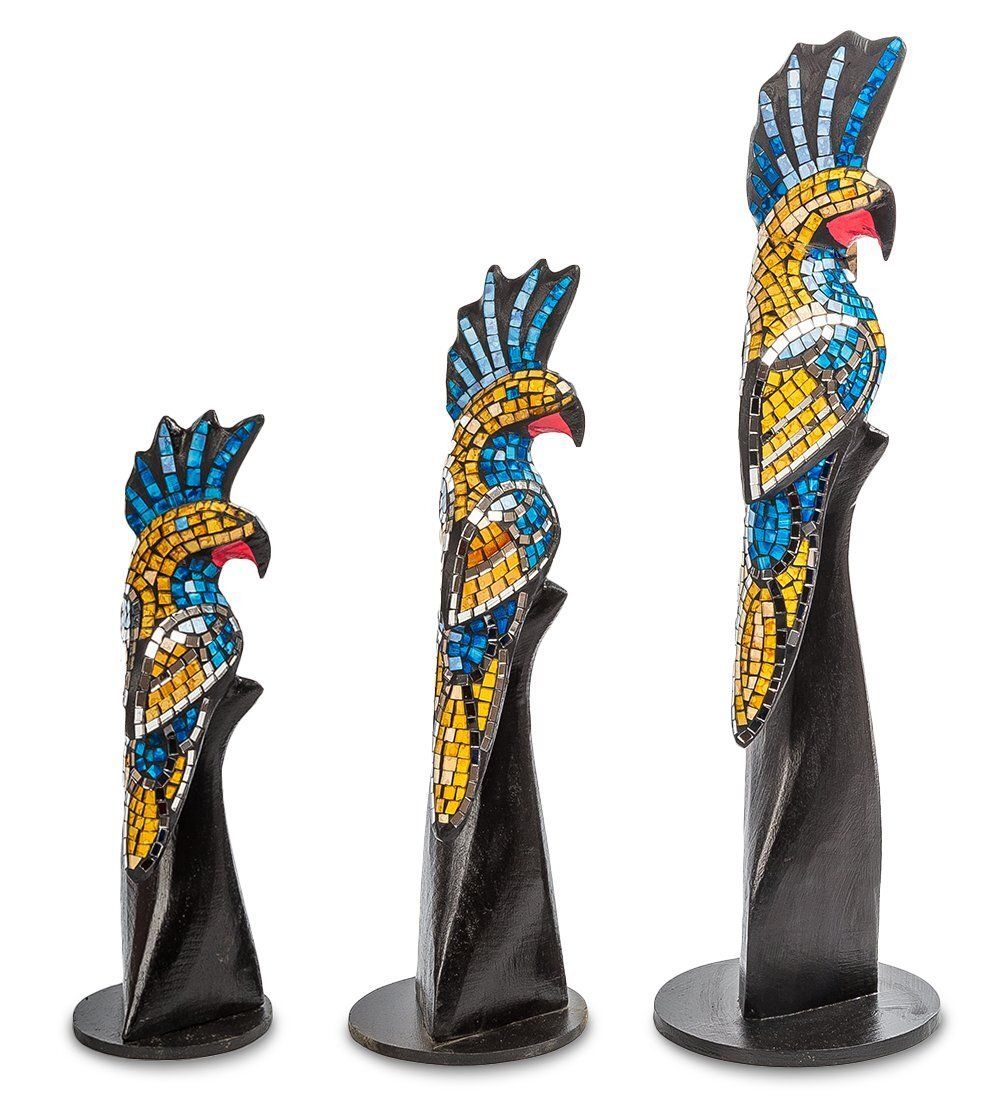 23-030-01 Н-р статуэток из трех «Какаду» дерево+стекл.мозаика (50,40,30 см)