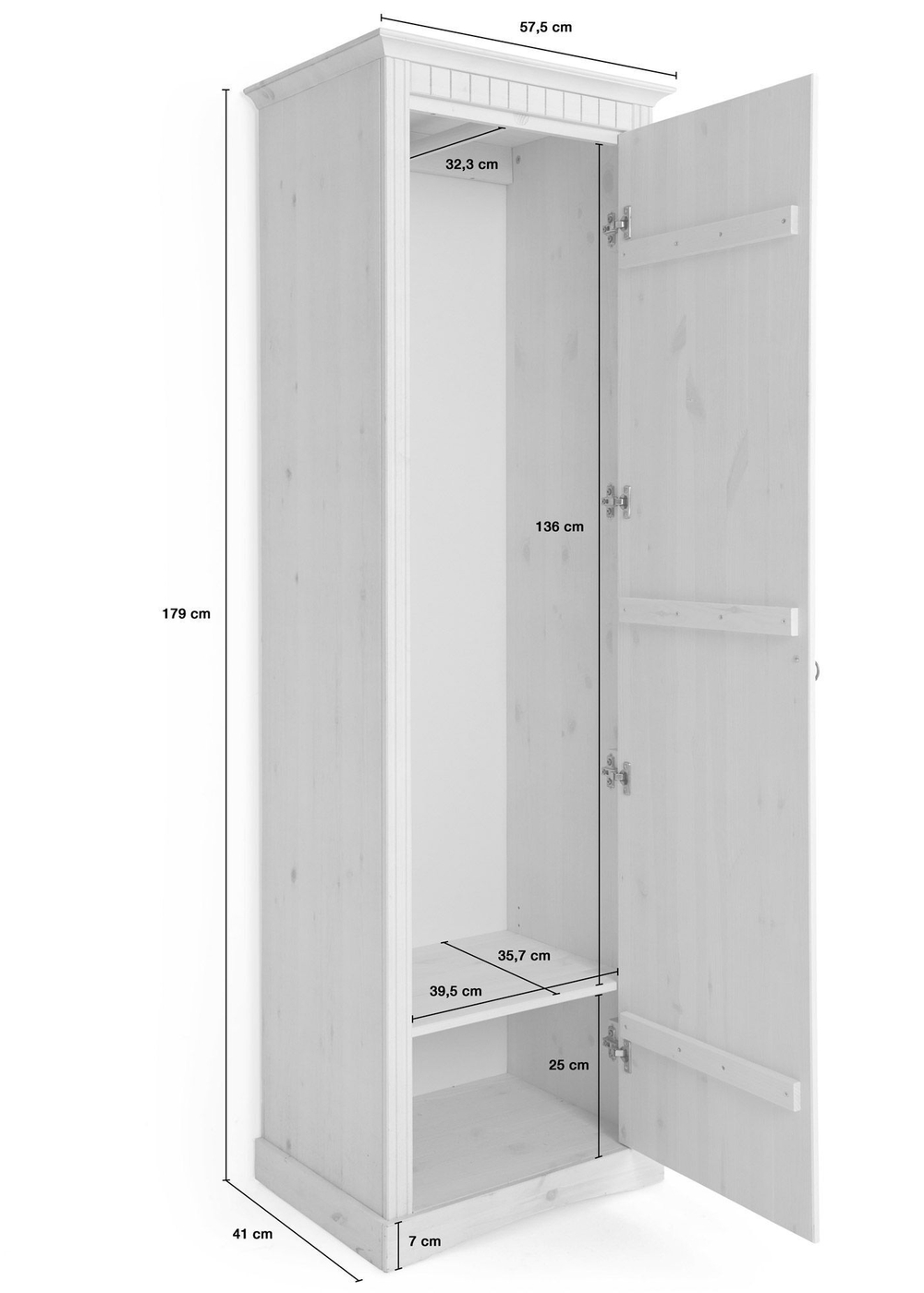 Шкаф распашной для одежды Неаполь из натурального дерева, зеленый