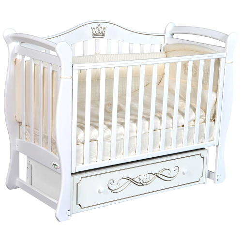 Детская кроватка Oliver Daniella с универсальным маятником и ящиком Белый