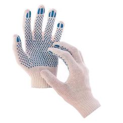 Перчатки хб, 10 класс пвх ТОЧКА 3-х нитка лайт (белая)