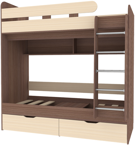 Двухъярусная кровать КарИВи Юниор 5 80х190 Бодего Темный  Дуб Молочный