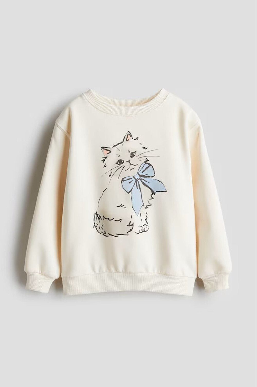 H&M Толстовка с круглым вырезом и принтом, кремовый