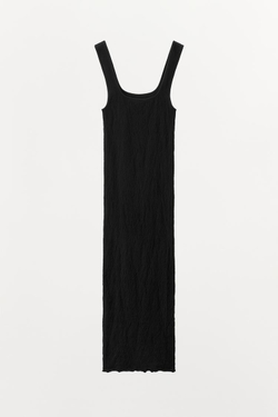 ZARA БЕСШОВНОЕ КРУЖЕВНОЕ ПЛАТЬЕ НА БРЕТЕЛЯХ, ЧЕРНЫЙ