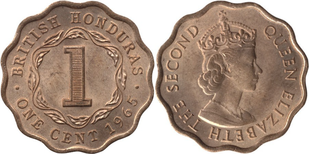 Британский Гондурас 1 цент, 1956 - 1973 Королева Елизавета II aUNC