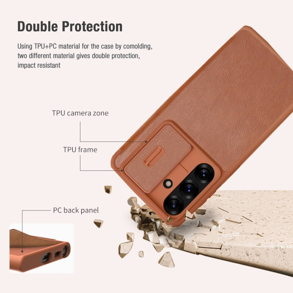 Кожаный чехол-книжка Nillkin Leather Qin Pro для Samsung Galaxy S25
