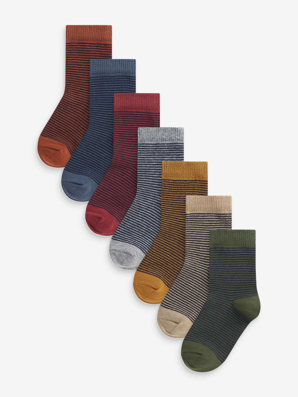 Носки хлопковые для мальчика Next 167-701, 7 шт., Красный, Серый, Зеленый