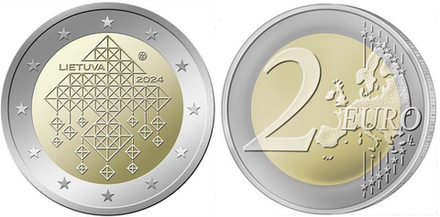 Литва 2 евро, 2024 Соломенные сады UNC