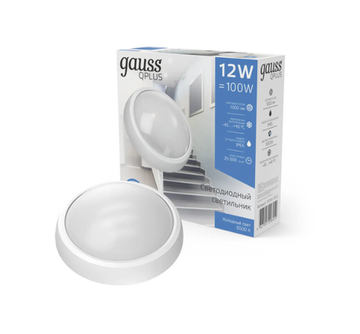 Светодиодный светильник Basic Gauss белый 12W IP54 6500K 141411312