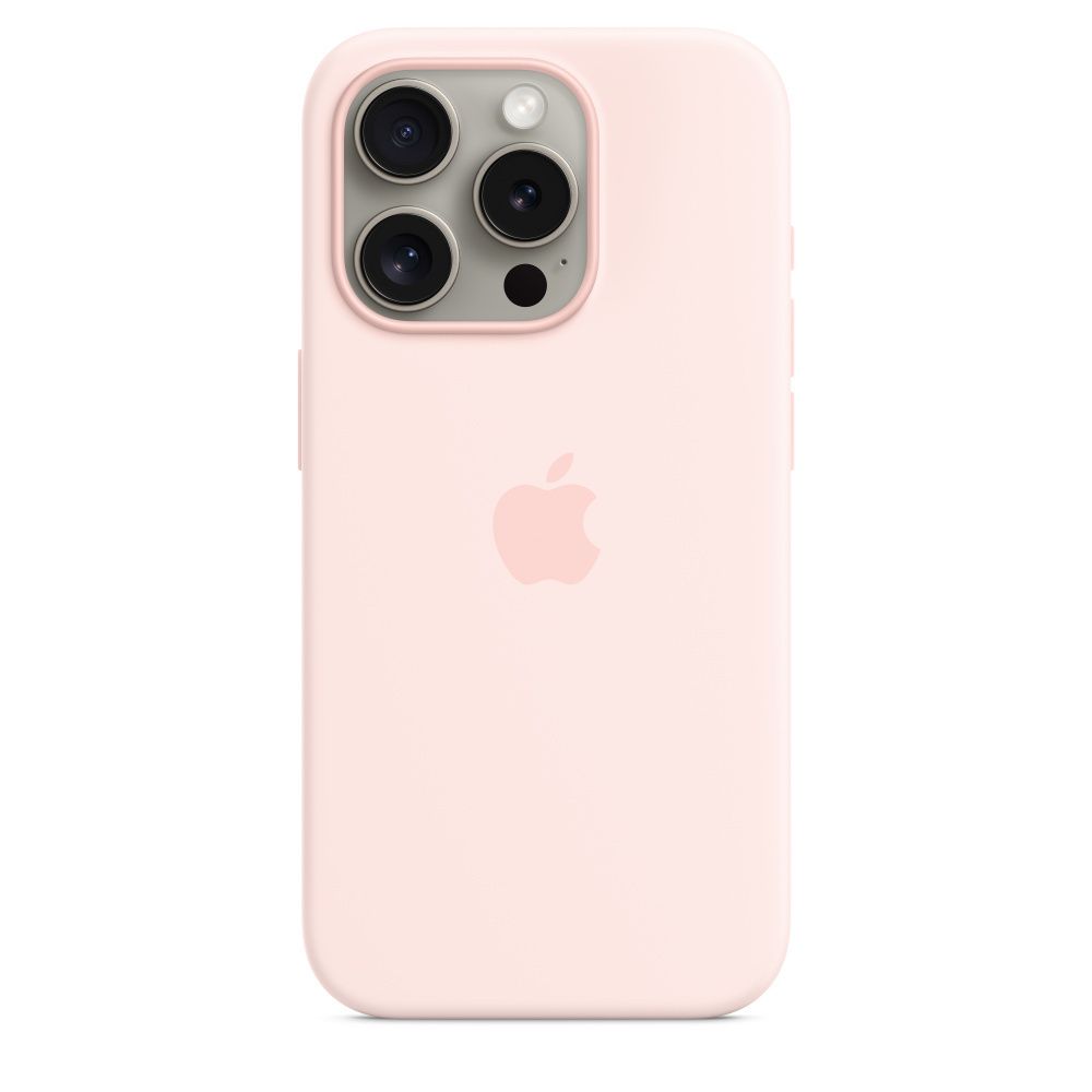 Силиконовый чехол для iPhone 15 Pro Светло-розовый (Light Pink) MagSafe MT1F3