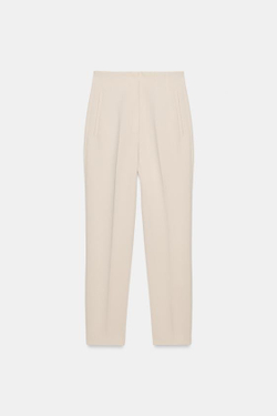 ZARA БРЮКИ С ВЫСОКОЙ ПОСАДКОЙ, СЛОНОВАЯ КОСТЬ