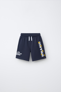 ZARA ШОРТЫ С ПРИНТОМ BRASIL FIFA WORLD CUP ™ 2026, МОРСКОЙ СИНИЙ