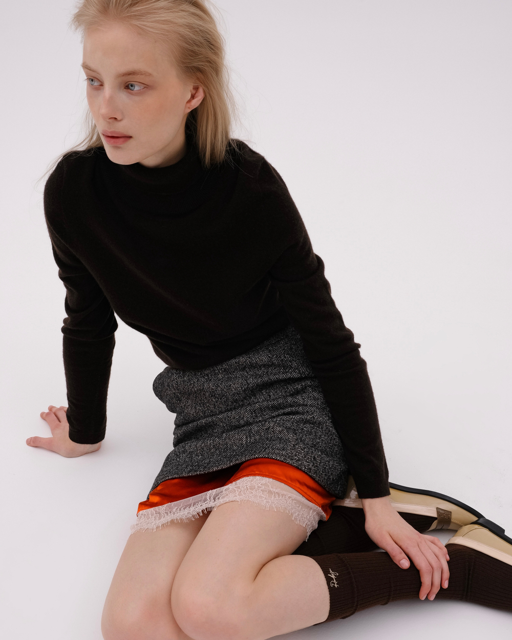 Гольфы в рубчик с шерстью Палка от метлы