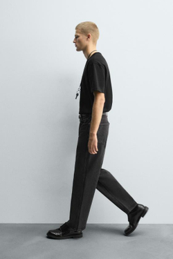 ZARA ДЖИНСЫ ПРЯМОГО КРОЯ RELAXED FIT, УГОЛЬНЫЙ