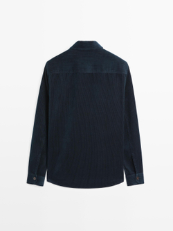 Massimo Dutti Вельветовая куртка-рубашка с карманами, темно-синий