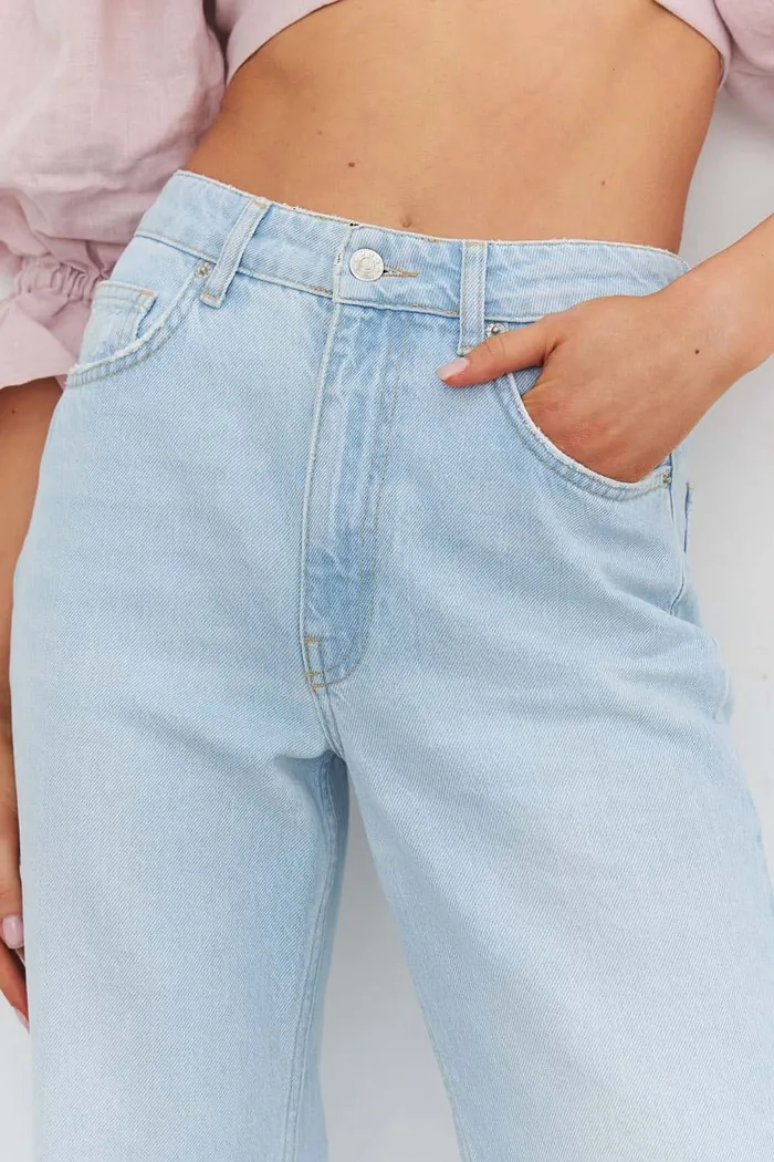 Джинсы Wide Leg голубого цвета