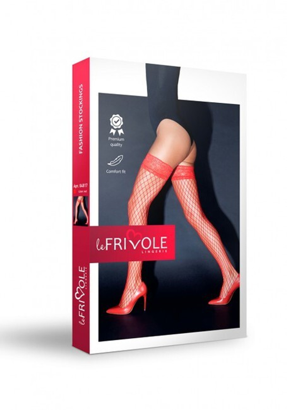 Красные чулочки в крупную сетку на кружевной резинке SM (2/3) (Цвет: красный)