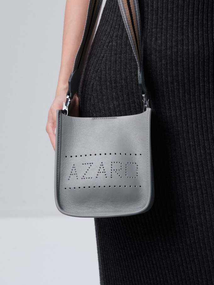 Сумка кожаная на плечо серая