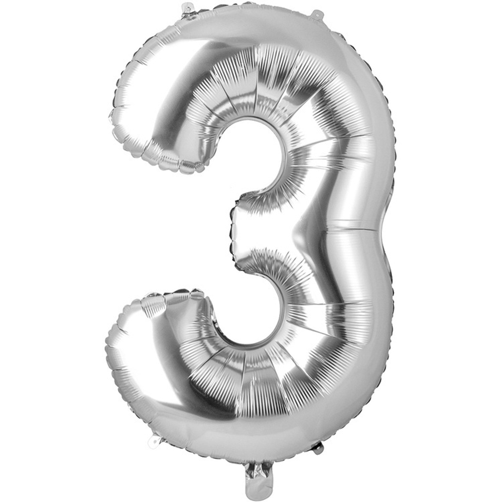 Фольгированные цифры в серебряном цвете 66 см / 102 см