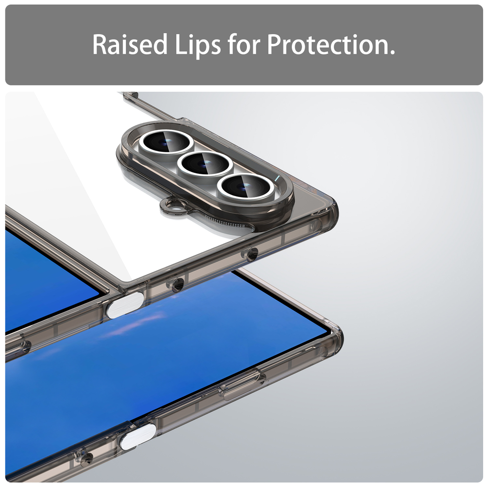 Чехол прозрачный защитный для Samsung Galaxy Fold 7, мягкие усиленные боковые рамки серого цвета