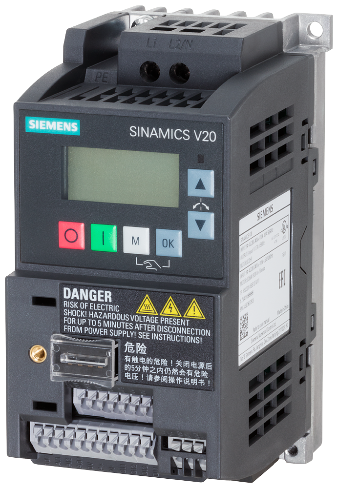 Частотный преобразователь 0,25кВт, 230В, 1,7А, Siemens - 6SL3210-5BB12-5UV1, Серии SINAMICS V20