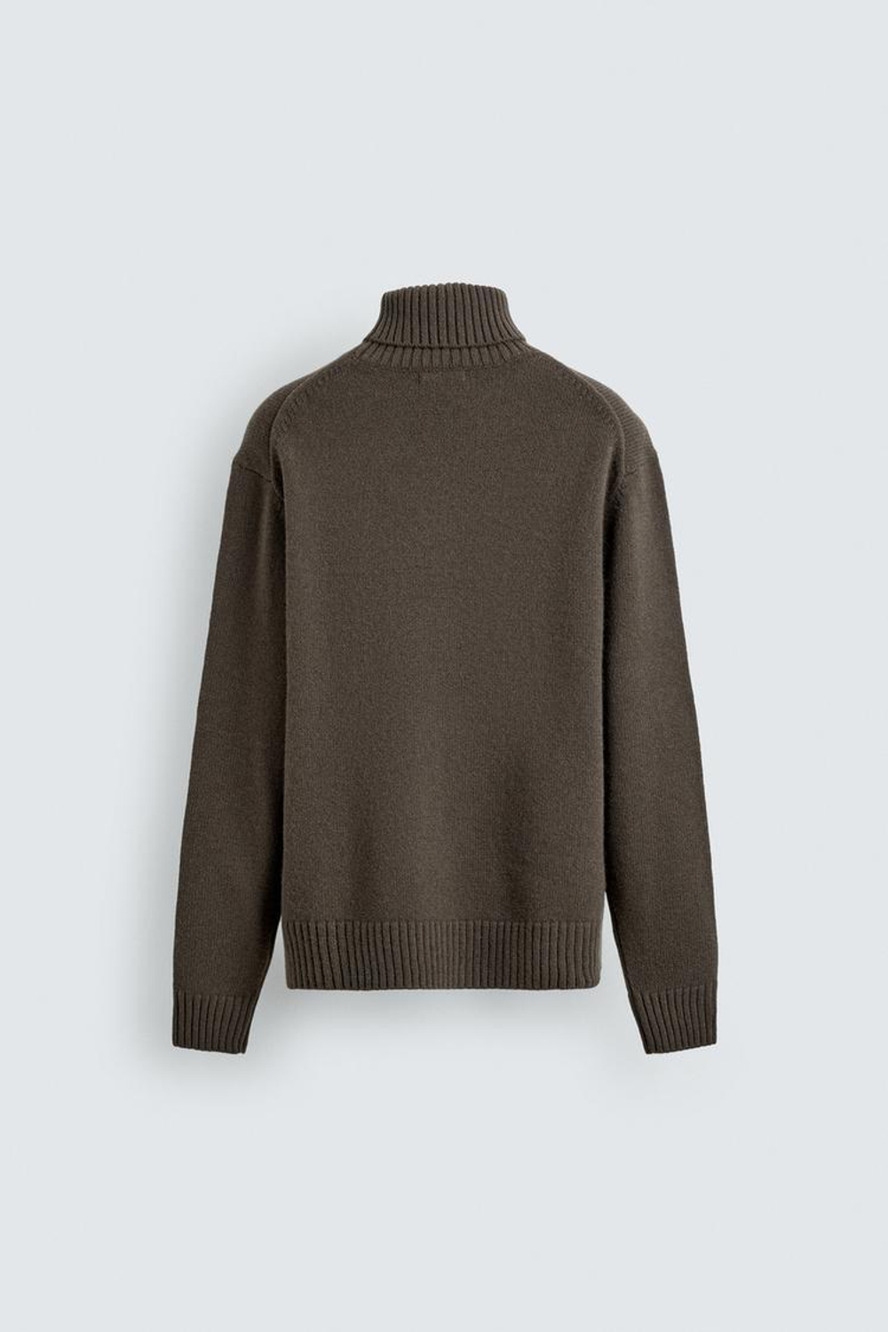 ZARA СВИТЕР С ВЫСОКИМ ВОРОТНИКОМ ИЗ 100% ШЕРСТИ, ХАКИ