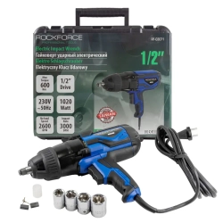 Гайковерт ударный электрический 1/2''(220-240V, 1010W, 500Нм) с комплектом головок (17, 19, 21, 22мм) RockForce##Rock FORCE RF-03071( RF-F-03071)