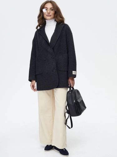 Двубортный черный пиджак из шерсти