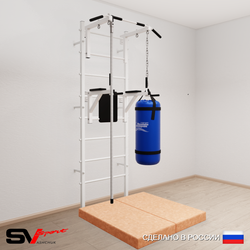 Шведская стенка Sv Sport усиленная 6706 (Турник стандарт/Брусья/Канат/Цепь/Мешок 22кг/Мат 1м)
