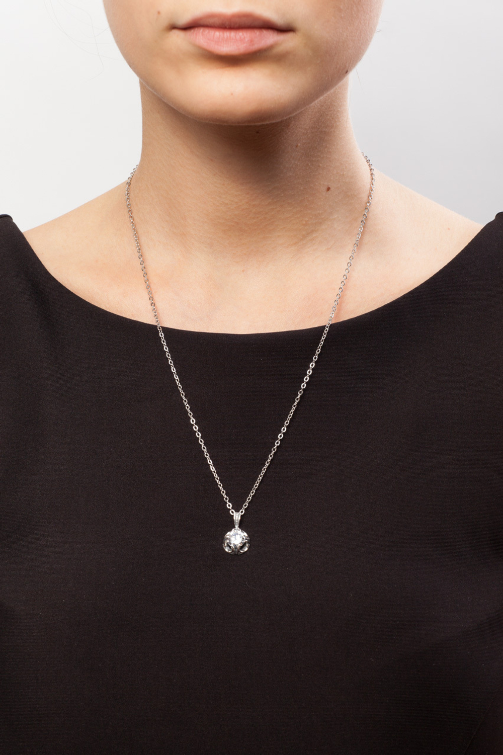 "Вейча" подвеска в серебряном покрытии из коллекции "Орхидея" от Jenavi с замком карабин