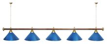 Лампа STARTBILLIARDS 5 пл. (плафоны зеленые,штанга золотая,фурнитура золото)