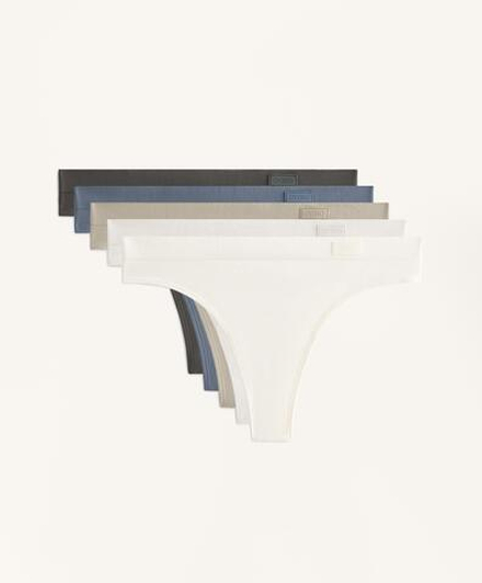 OYSHO Набор из 5 бесшовных трусов-стрингов, светло-бежевый