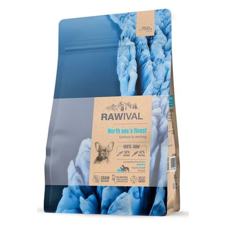 Сухой корм RAWIVAL для щенков карликовых и мелких пород с лососем и сельдью - 0,75 кг