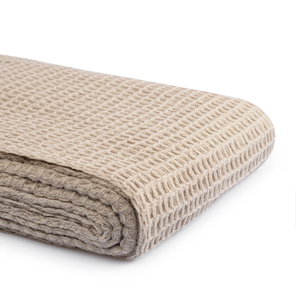 Плед из шерсти бежево-серого цвета из коллекции essential, 130х180 см