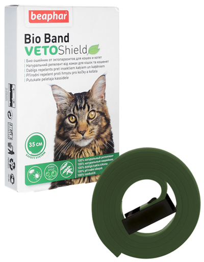 Биоошейник от эктопаразитов для кошек и котят, цвет зеленый, 35 см