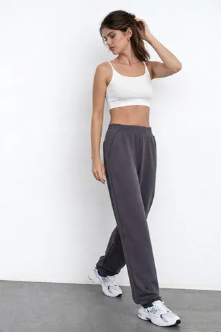 Джоггеры бананы без начеса из премиум футера цвета антрацит