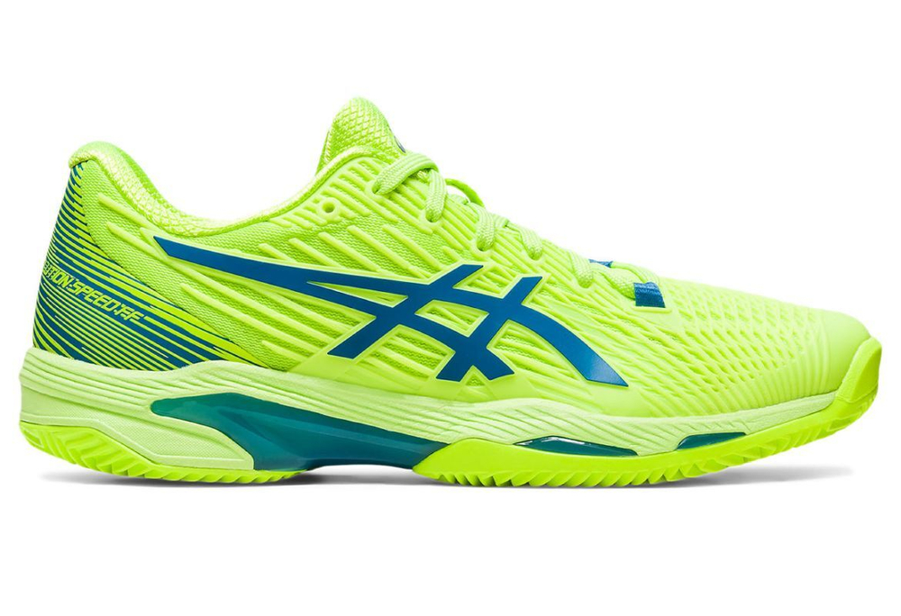 Женские теннисные кроссовки Asics Solution Speed FF 2 Clay - hazard green/reborn blue