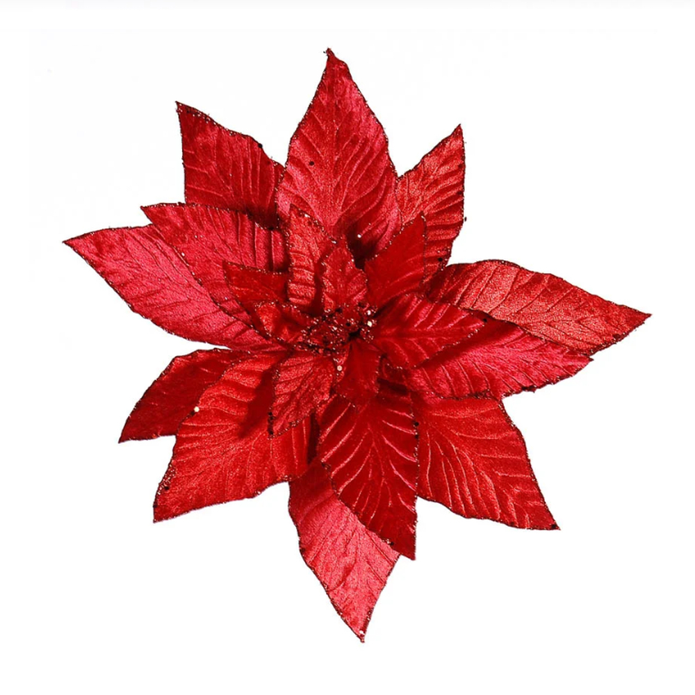 Пуансеттия на клипсе красная 30 см