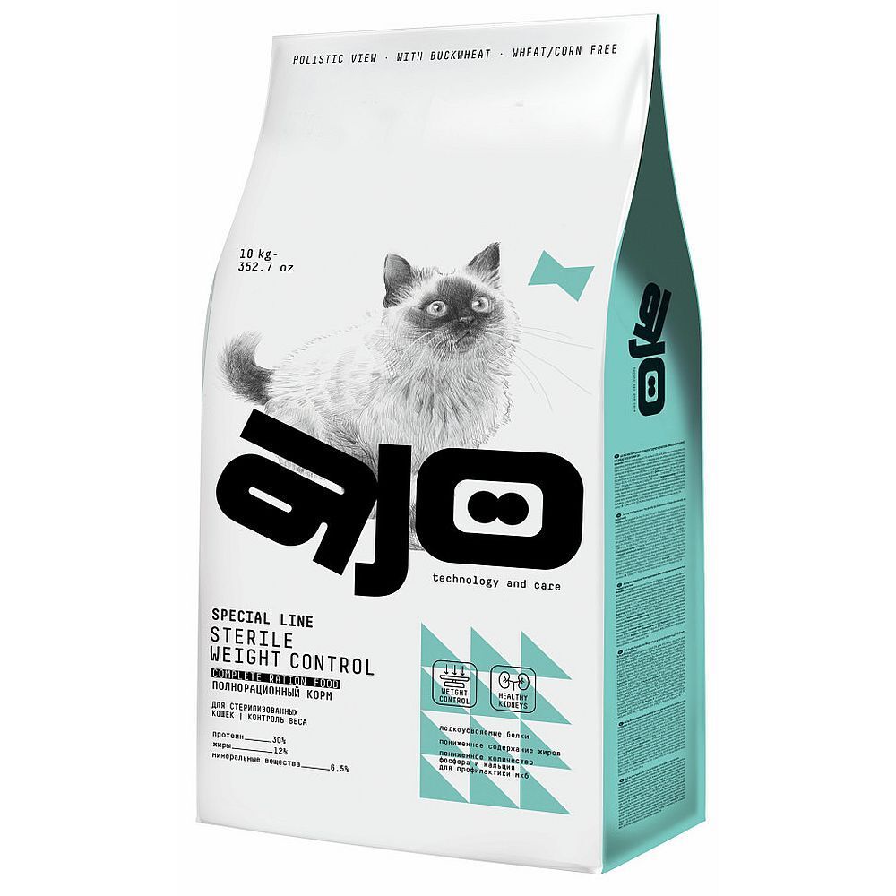 AJO Cat Sterile Weight Control корм для стерилизованных кошек контроль веса 10 кг