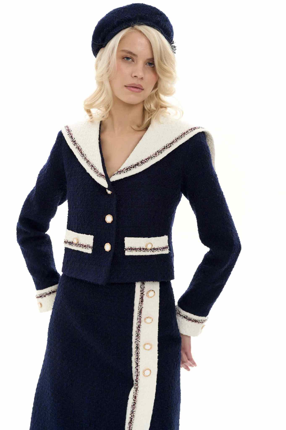 Юбка-миди с разрезом в морском стиле