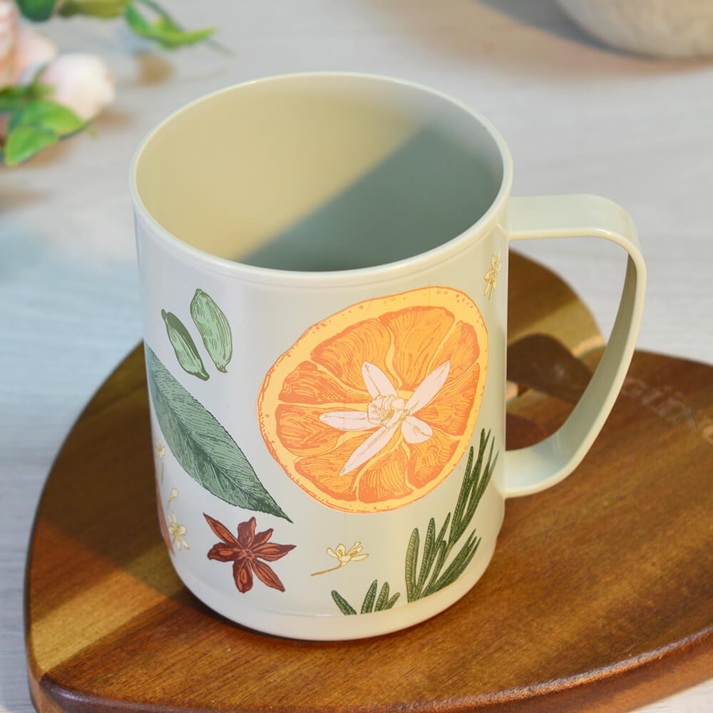 Кружка 400мл "Picnic" с декором, светло-серый