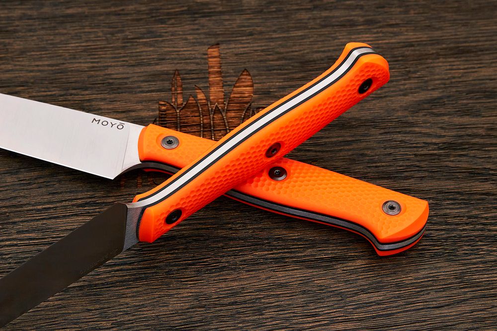 Нож кухонный MOYO Аппарель овощной 100мм, сталь AR-RPM9, рукоять G10-extra оранжевый