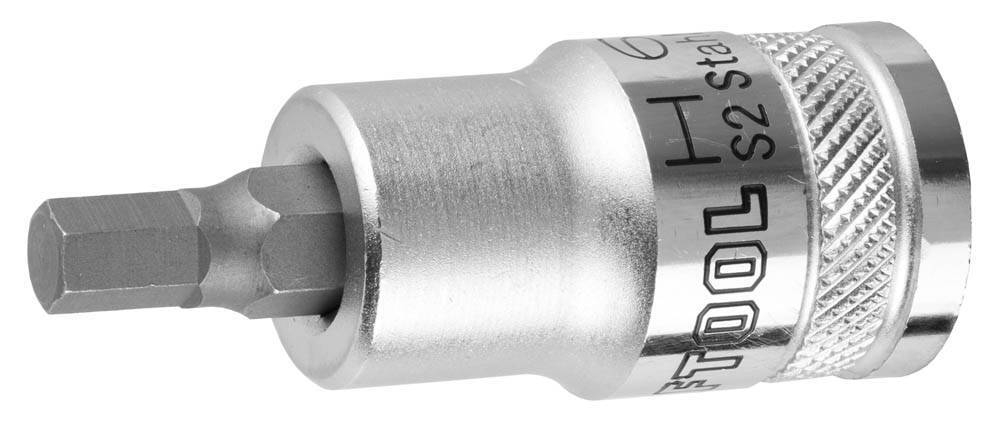 Торцовая бита-головка KRAFTOOL "INDUSTRIE QUALITAT", материал S2, HEX, сатинированная, 1/2", H6, 27908-06_z01