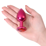 Красный анальный плаг 8,2см с кристаллом красного цвета ToyFa Metal 717008-99