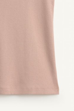 ZARA ТОП В РУБЧИК ИЗ ХЛОПКА, БЛЕДНО-РОЗОВЫЙ