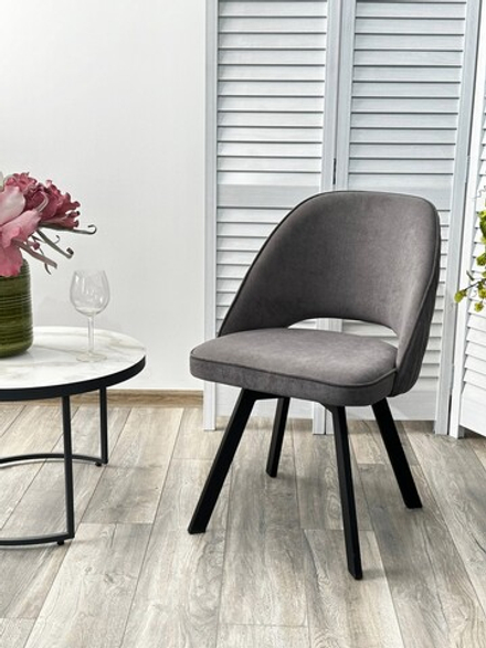 Стул М-City DISAUR Дуна (Duna) поворотный на поворотный на 360 градусов, B28 темно-серый, Велюр, Черный каркас