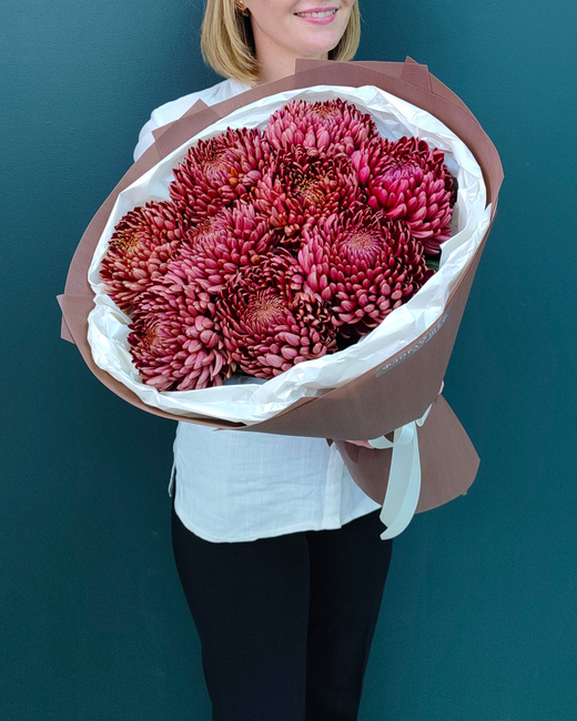 Хризантема Бигуди Ред,9 веток (00374)