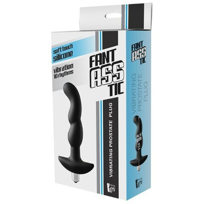 Черная вибропробка для простаты FantASStic Vibrating Prostate Plug - 14,5 см. (Цвет: черный)